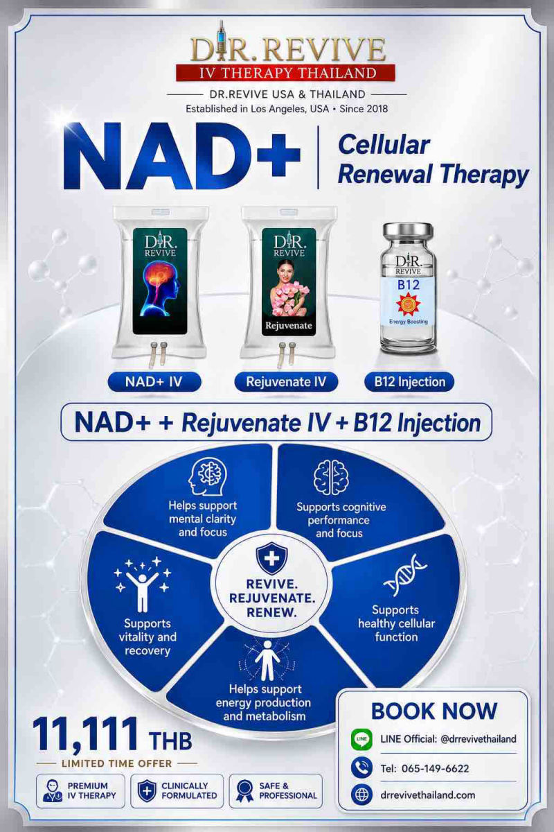 NAD+ Rejuvenate IV +B-12 Combo dr.revive Bangkok